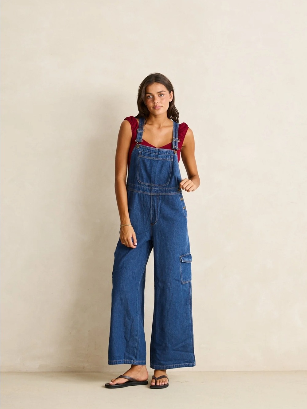 Rhythm Blue Denim Wide-Leg Overalls